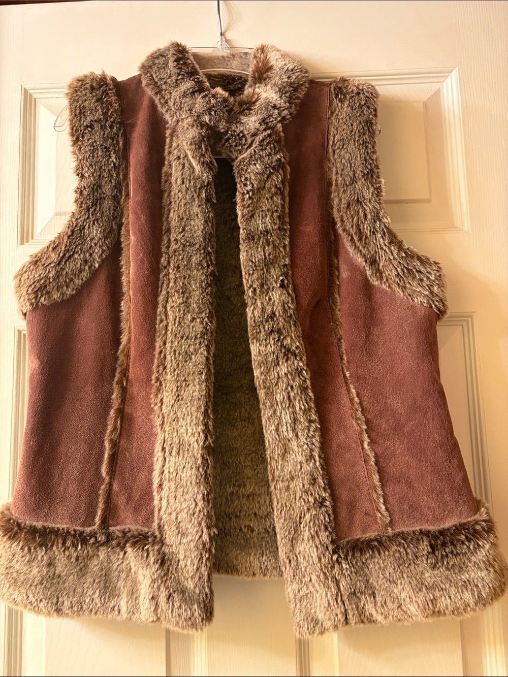Live a Little Brown Suede w/ Faux Fur Trim Vest